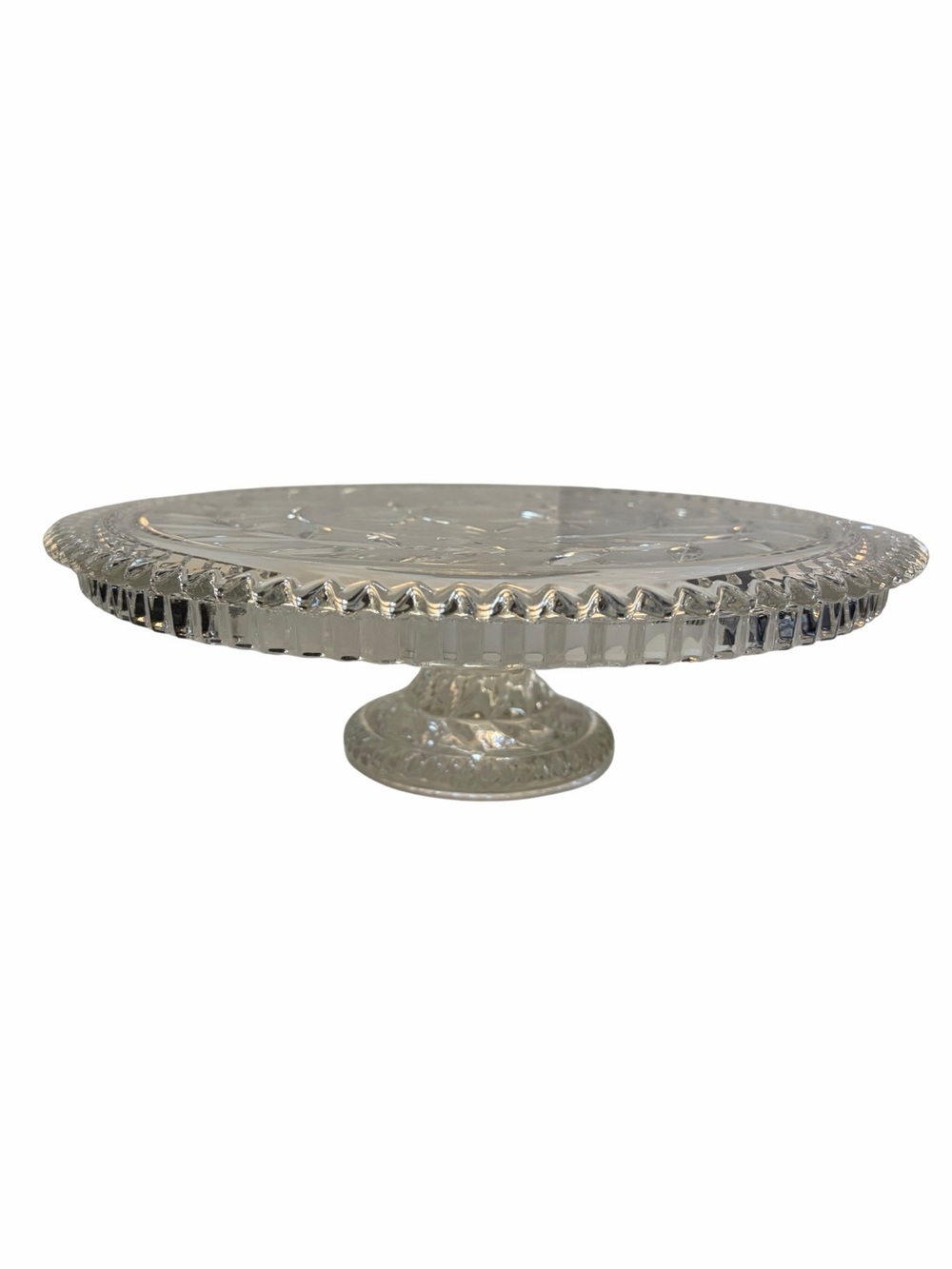 Vintage 1980’s Mikasa 12” Crystal Cake Stand Star of David Laurel Leaf